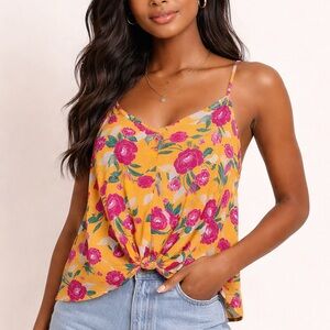Lush Yellow and Pink Floral Camisole